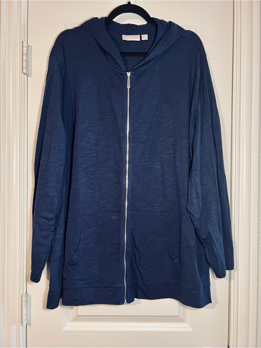 Blue Zip-Front Hooded Jacket